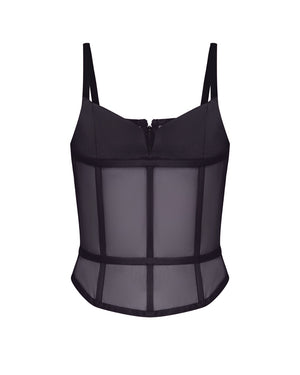 Copy of Strappy satin corset top Black