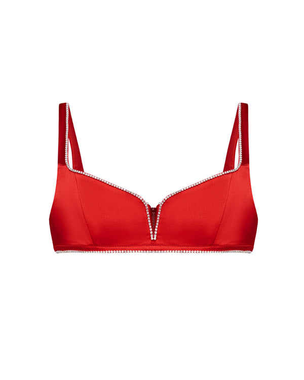 Crystal-rimmed bralette Red