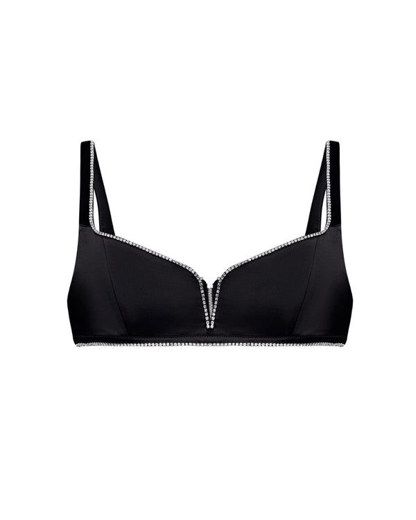 Crystal-rimmed bralette Black