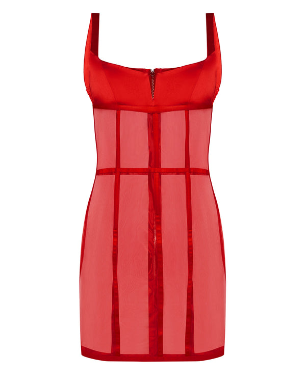 Fitted corset mini dress Red