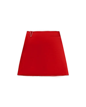 Crystal-rimmed mini skirt Red